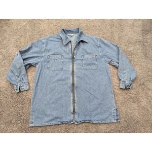 Vintage New‎ York Jeans Denim Shirt Women's Large Blue Denim Long Sleeve